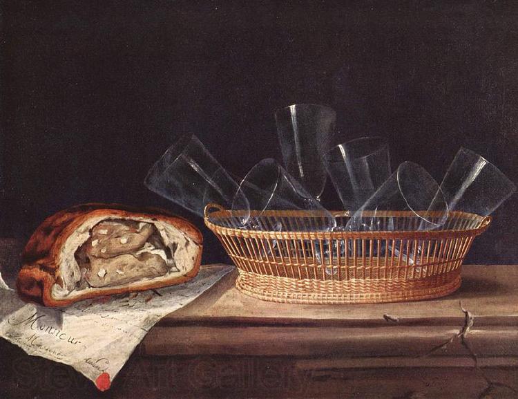 Sebastian Stoskopff Korb mit Glasern, Pastete und einem Brief Spain oil painting art